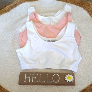 Fruit Of The Loom Pink & White 3-Pack Cotton Tank Style Sport Bralettes
